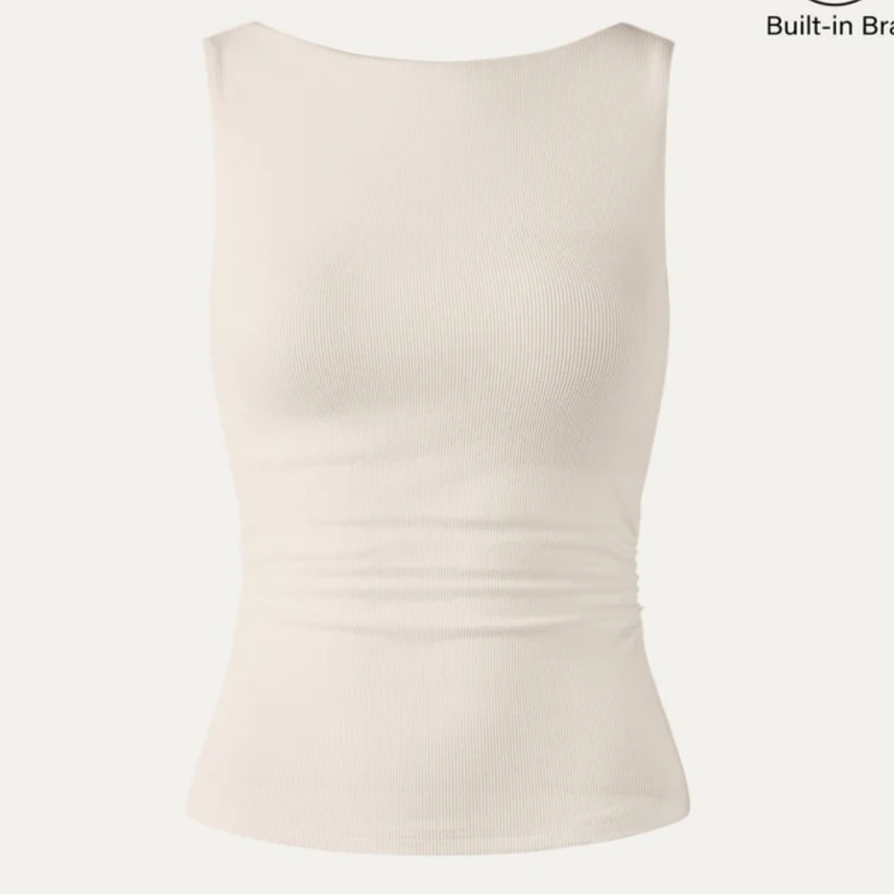 OGL Cream Boatneck Backless Tank Top